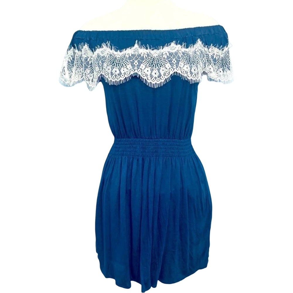 EUC Ella Moss Off the Shoulder Blue Lace Dress 10